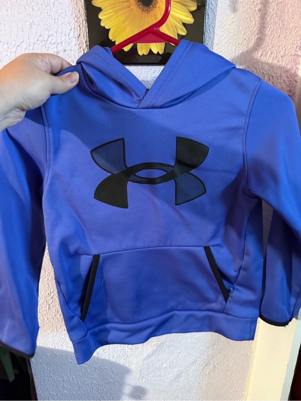 Under Armour Kids Purple Hooded Pullover with Black Logo